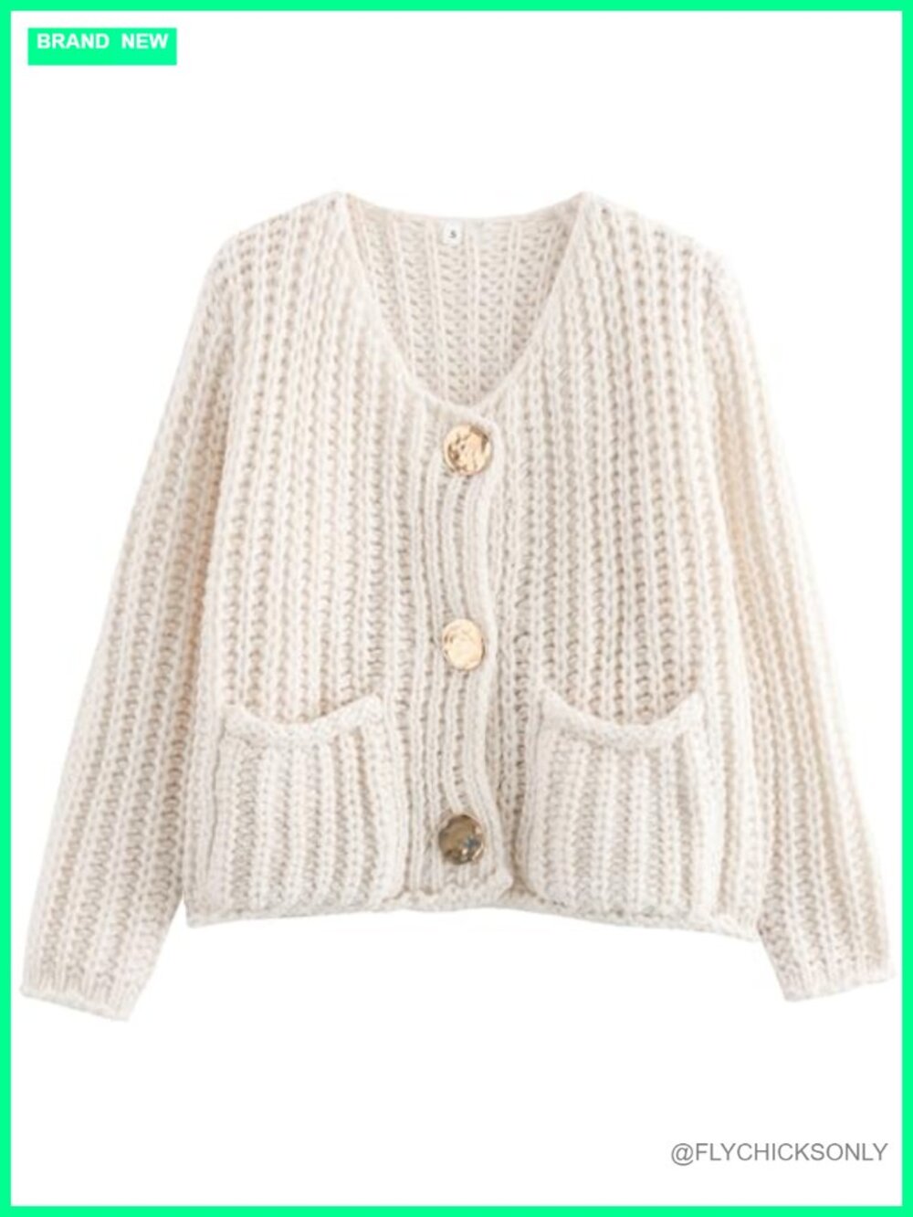 Womens Chunky Cropped Cardigan Button Down Open Front Knit Sweater Oversized